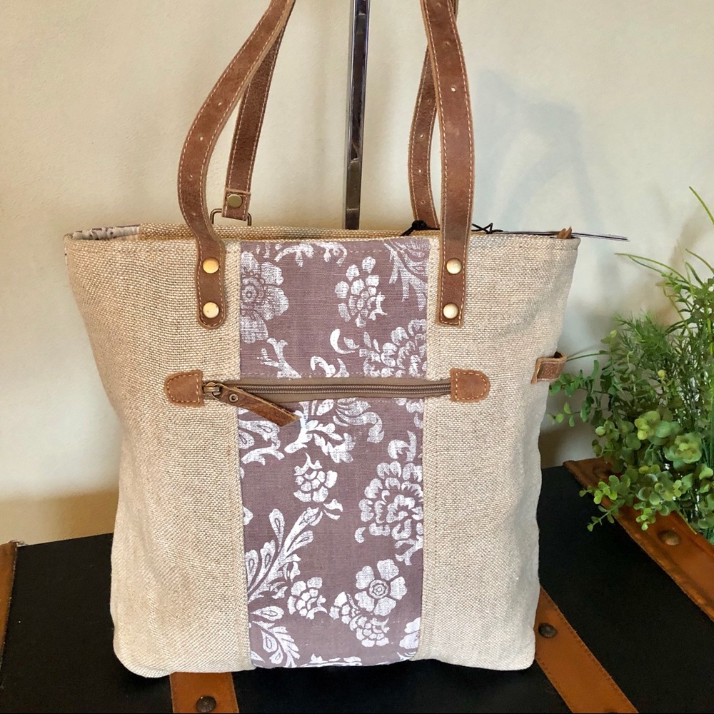 Myra bag Old Key Linen Tote  purse NWT - Picture 3 of 7